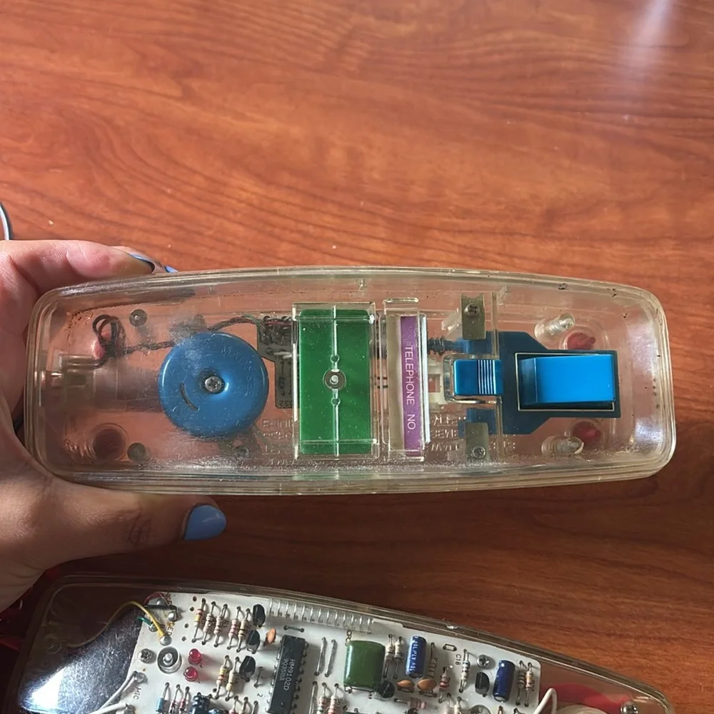 Lonestar 80s Transparent Wired Landline Phone with Red Cord